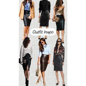 Vintage 1990’s Mixit Black Genuine Leather High Waisted Pencil Skirt Size 6